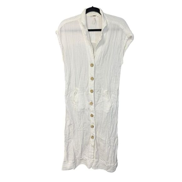 Free People White Cotton Gauze Button-Down Midi Dress – Size S 🤍✨ - Picture 10 of 10